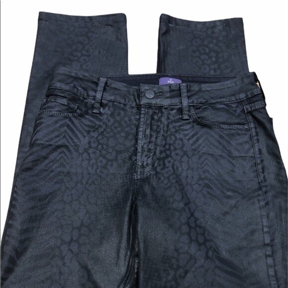 NYDJ size 6 black safari print skinny jeans - Picture 1 of 10